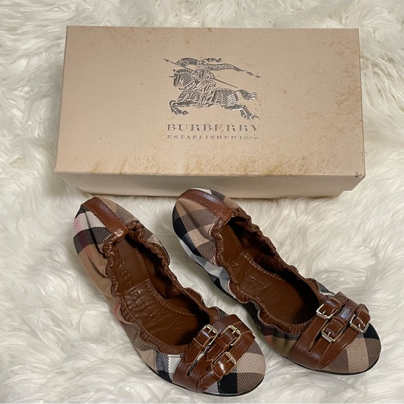 Burberry Ballerina Flats Bridle Housecheck Falcony 39 - Picture 1 of 10